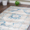 5 ft. x 7 ft. 10 in. Machine Woven Crossweave Polyester Oriental Rectangle Area Rug, Ivory & Blue