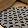 8 x 8 ft. Hand Tufted Wool Geometric Round Area Rug, Beige & Black
