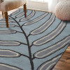 9 x 12 ft. Hand Tufted Wool Floral Rectangle Area Rug Light Blue