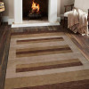6 ft. 7 in. x 9 ft. 10 in. Hand Knotted Gabbeh Wool Contemporary Rectangle Area Rug, Brown & Light Beige