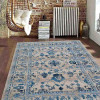5 ft. x 7 ft. 10 in. Machine Woven Crossweave Polyester Oriental Rectangle Area Rug, Ivory & Blue