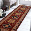 2 ft. 6 in. x 10 ft. Hand Knotted Afghan Wool & Silk Kazak Runner Rug, Red & Beige