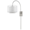 HomeRoots 44 x 12 x 24 in. Brella 1-Light Brushed Nickel Swivel Wall Lamp with Sheer Snow Shantung Two Tier Shade