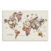 HomeRoots 48 x 32 in. Natural Fun Floral Map of the World Canvas Wall Art