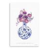 HomeRoots 36 x 24 in. Blue & White Happiness Floral Vase Canvas Wall Art