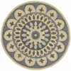 HomeRoots 6 ft. Round Gray Floral Bloom Area Rug