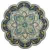 HomeRoots 6 ft. Round Blue Ornate Medallion Area Rug