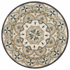 HomeRoots 6 ft. Round Gray & Ivory Floral Bloom Area Rug