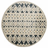 HomeRoots 6 ft. Round Blue & Cream Striped Diamonds Area Rug