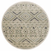 HomeRoots 6 ft. Round Gray, Cream & Blue Modern Geometric Area Rug