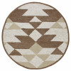 HomeRoots 6 ft. Round Brown, Tan & Cream Bohemian Geometric Area Rug