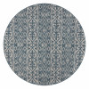 HomeRoots 8 ft. Round Blue Geometric Indoor & Outdoor Area Rug