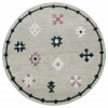 HomeRoots 7 ft. Round Gray Decorative Charm Area Rug