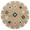 HomeRoots 5 ft. Round Taupe Boho Chic Motif Area Rug
