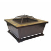 American Furniture Classics 21 x 36 x 36 in. Outdoor Leisure Products Square Steel Fire Pit with Decorative Slate Hearth Oil Rubbed Bronze