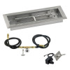 American Fireglass 24 x 8 in. Rectangular Stainless Steel Drop-In Firepit Pan with Spark Ignition Kit - Natural Gas