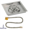 American Fireglass 18 in. Square Stainless Steel Drop-In Pan with Match Light Kit - Natural Gas