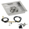 American Fireglass 12 in. Square Stainless Steel Drop-In Pan with Spark Ignition Kit - Natural Gas