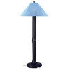 Patio Living Concepts Catalina Floor Lamp 39680 with 3 in. black body and sky blue Sunbrella shade fabric