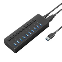 4xem 4XH710 10 IN 1 USB A 3.0 5GBPS USB HUB CABLE AND DC POWER SUPPLY INCLUDED