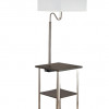 Ore Furniture 58 in. DRU Square Side Table with Brush Silver Floor Lamp, Charging & USB Station