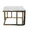 ORE International 14.5 in. Granite Marble Black & Gold Plant Stand