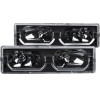 ANZO USA 88-98 1500 2500 88-00 3500 92-94 Blazer 95-99 Tahoe 92-99 Sub & Yukon Crystal Headlight Black with Lowbrow