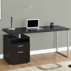 Monarch Specialties 60 in. Monarch Computer Desk with Silver Metal Cappuccino