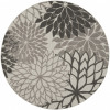HomeRoots 8 ft. Round Silver & Gray Indoor & Outdoor Area Rug