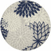 HomeRoots 8 ft. Round Ivory & Navy Indoor & Outdoor Area Rug
