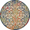 HomeRoots 8 ft. Round Rainbow Colored Indoor & Outdoor Area Rug
