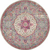 HomeRoots 8 ft. Round Gray & Pink Medallion Area Rug