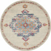 HomeRoots 8 ft. Round Gray Distressed Medallion Area Rug