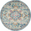 HomeRoots 8 ft. Round Light Blue & Ivory Distressed Area Rug