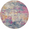 HomeRoots 8 ft. Round Ivory & Multi Color Abstract Area Rug
