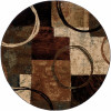 HomeRoots 8 ft. Round Brown & Black Abstract Geometric Area Rug