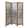 HomeRoots 3 Panel Brown Corrugated Metal Room Divider