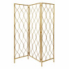 HomeRoots 3 Panel Gold Room Divider with Golden Age Charm