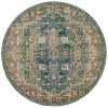 HomeRoots 8 ft. Round Sand & Blue Distressed Indoor Area Rug
