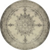 HomeRoots 8 ft. Round Ivory & Gray Pale Medallion Area Rug