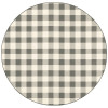 HomeRoots 8 ft. Round Gray & Ivory Gingham Indoor & Outdoor Area Rug