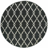 HomeRoots 8 ft. Round Black & Ivory Trellis Indoor & Outdoor Area Rug