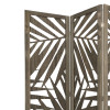 HomeRoots 3 Panel Grey Room Divider with Tropical leaf