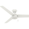 Hunter 52 in. 3-Blade Reversible Cassius Indoor & Outdoor Ceiling Fan, Fresh White & Light Stripe