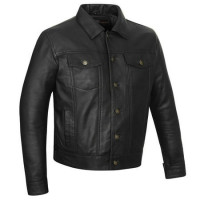 Vance Leathers' Men's Austin Brown Motorcycle Trucker Leather Jacket