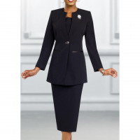 Ben Marc 2 pc Church Dress Skirt Suit Tailored blazer with structured silhouette and matching knee-length pencil skirt.