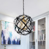 HM234-1MB 1-Light Kassdin Metal & Crystal Orb Chandelier - Matte Black & Gold