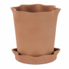 Wavy Ceramic Planter with Saucer 7.75