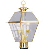 Livex 2 Light Outdoor Post Head in Polished Brass