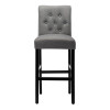 Lsspaid Bar Height Full Back Button Tufting Fabric Upholstered Dining Chairs Grey - Set of 2